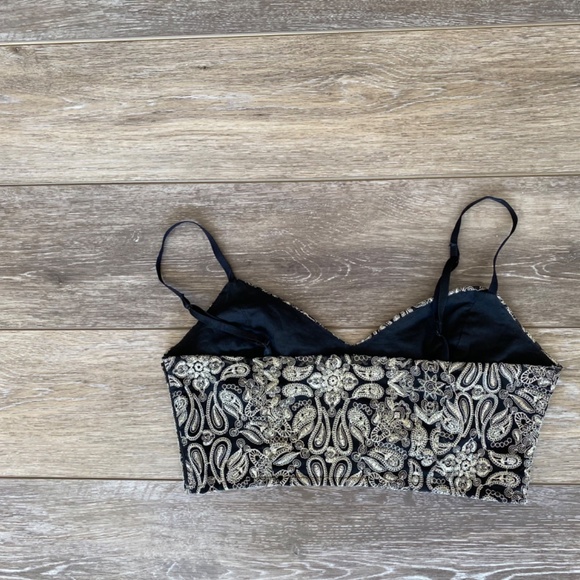 Urban Outfitters Staring at Stars Embroidered Bra Small Black and Gold - Picture 4 of 7